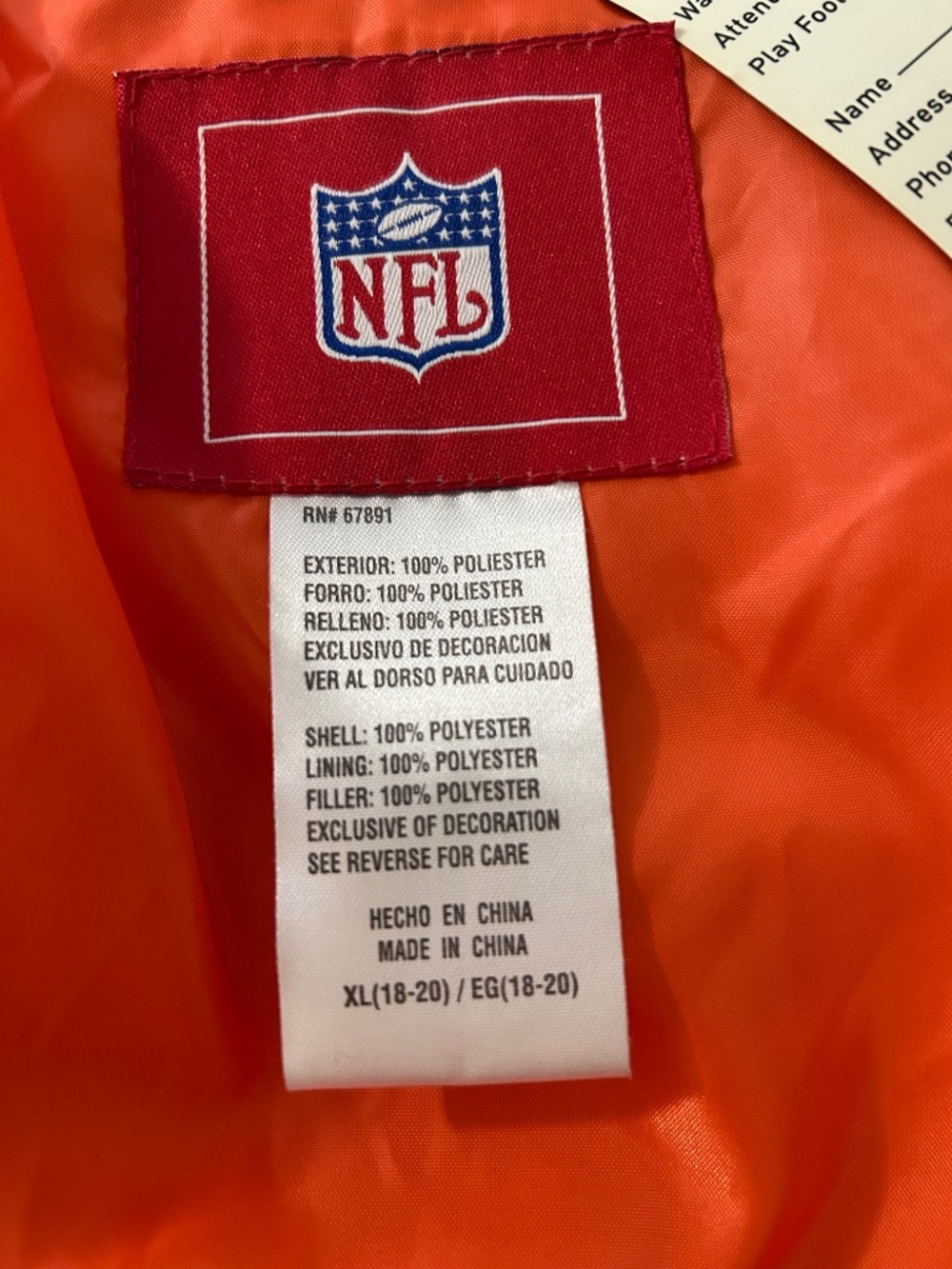 NWT Vintage Reebok NFL Denver Broncos Youth XL Puffer Jacket Coat Navy Orange - Picture 13 of 13